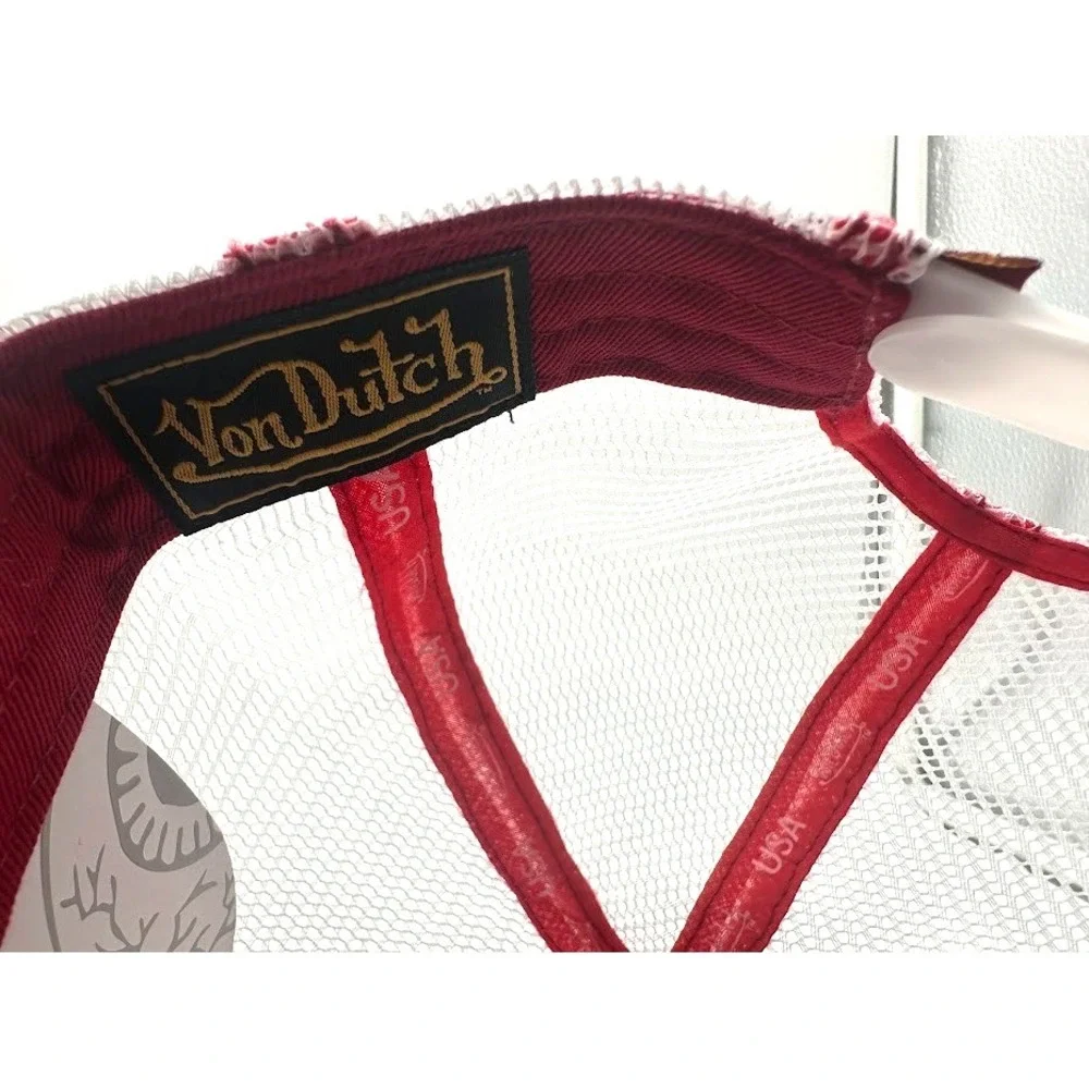 New Von Dutch Trucker Hat Burgundy Gold White Mesh Snapback Adjustable Cap USA